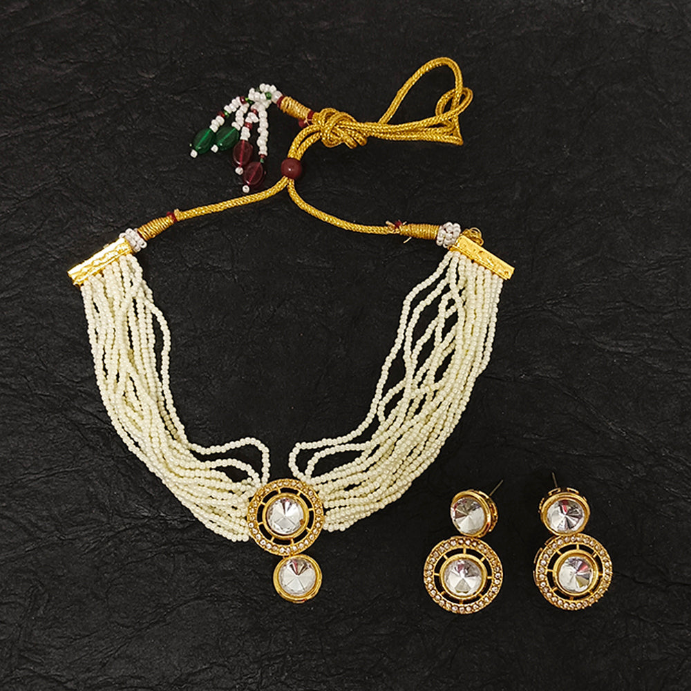 Bhavi Jewels Gold Plated Crystal Stone Choker Necklace Set