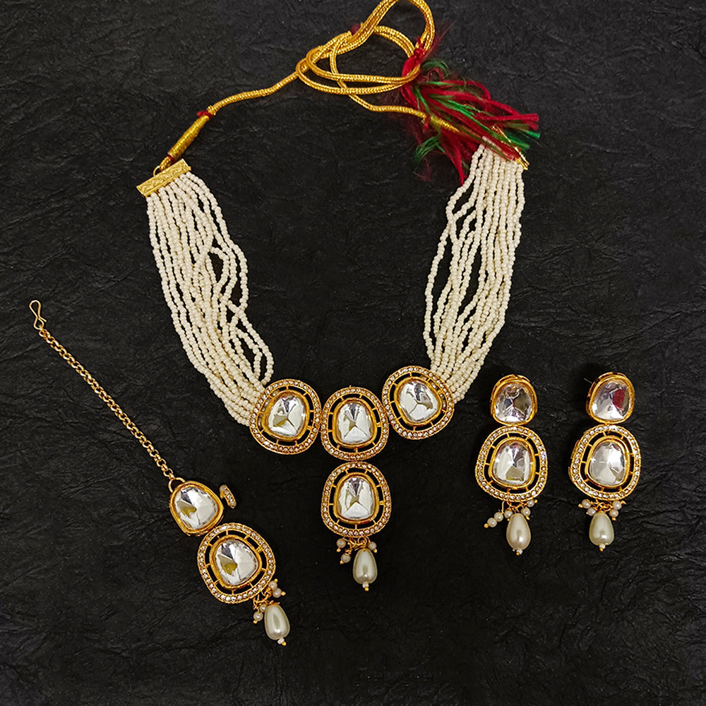 Bhavi Jewels Gold Plated Crystal Stone Choker Necklace Set