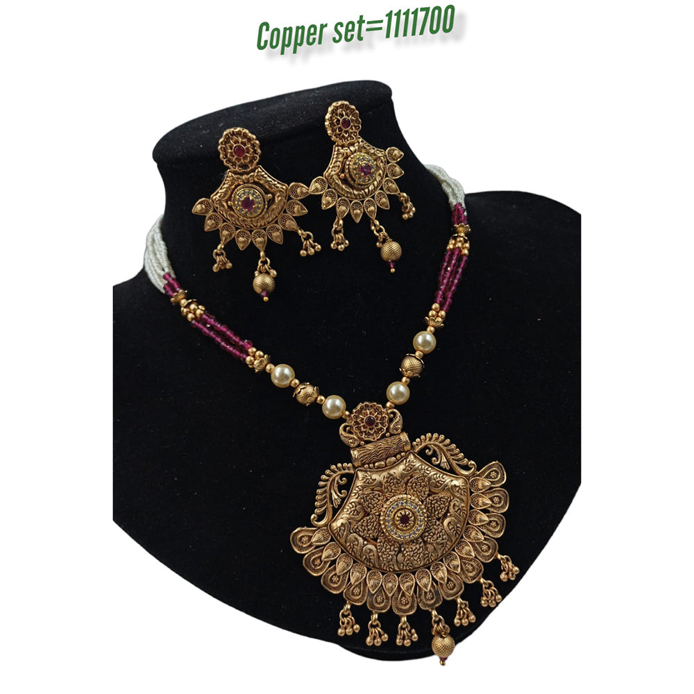 Padmawati Bangles Copper Pota Stone Choker Necklace Set