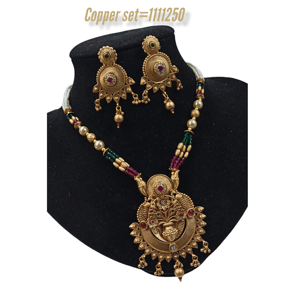 Padmawati Bangles Copper Pota Stone Choker Necklace Set