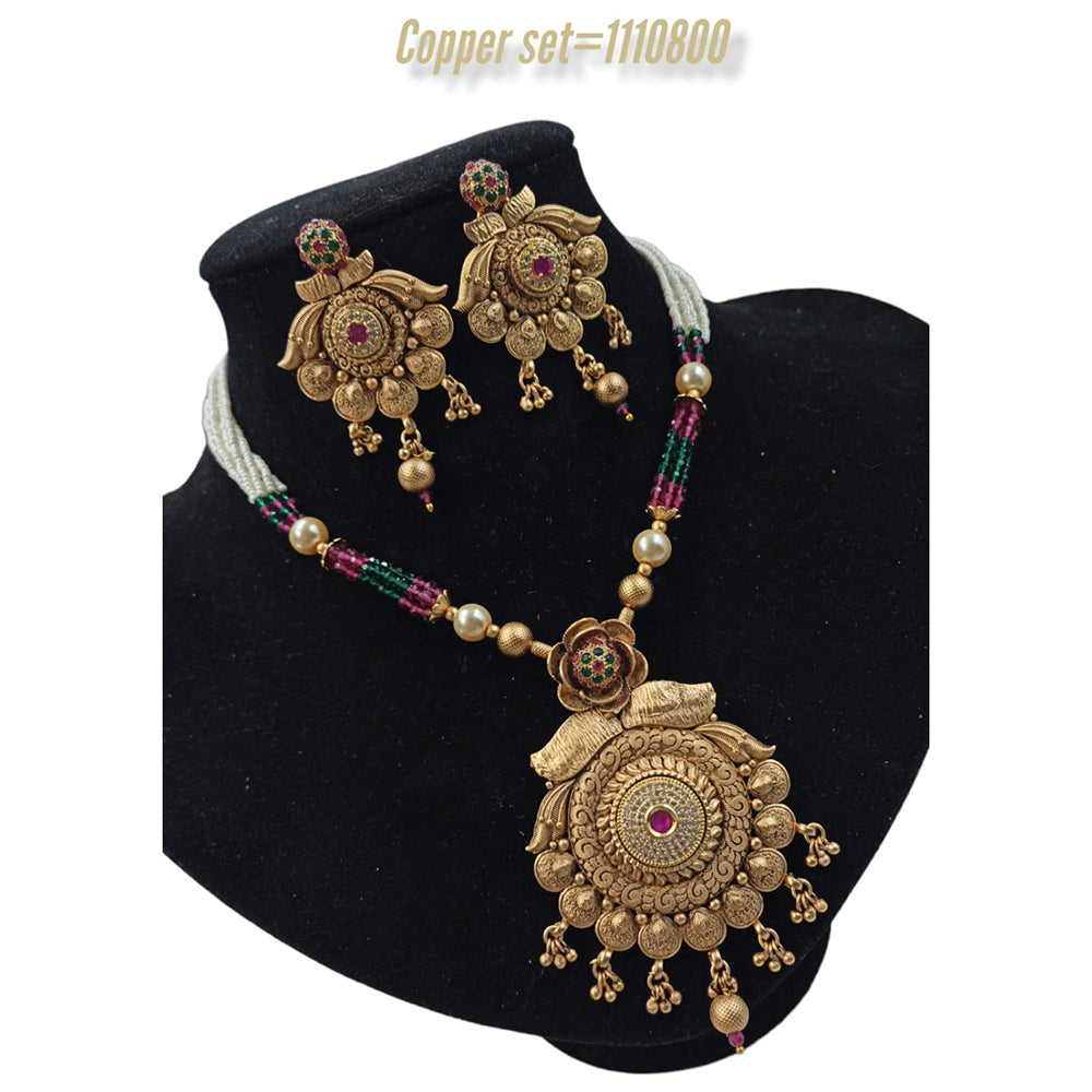 Padmawati Bangles Copper Pota Stone Choker Necklace Set