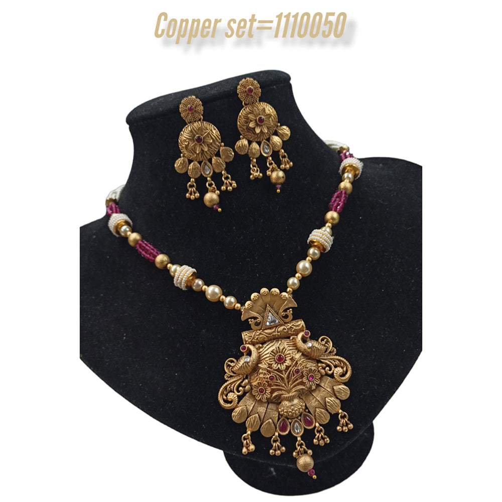 Padmawati Bangles Copper Pota Stone Choker Necklace Set