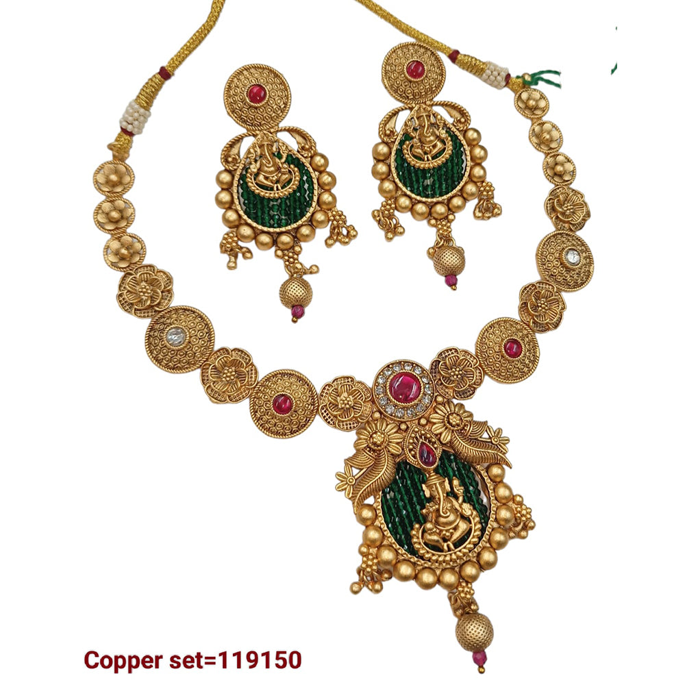 Padmawati Bangles Pota Stone Copper Choker Necklace Set