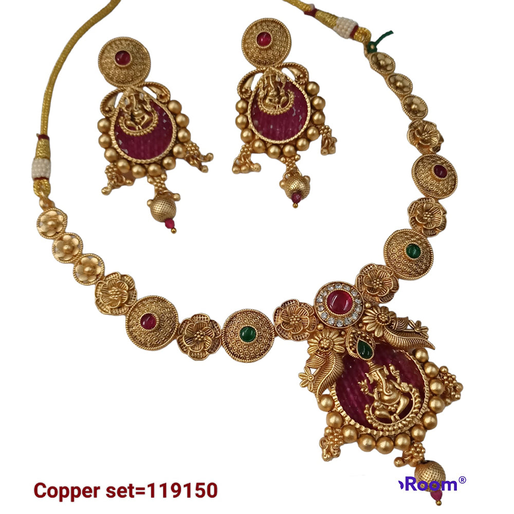 Padmawati Bangles Pota Stone Copper Choker Necklace Set
