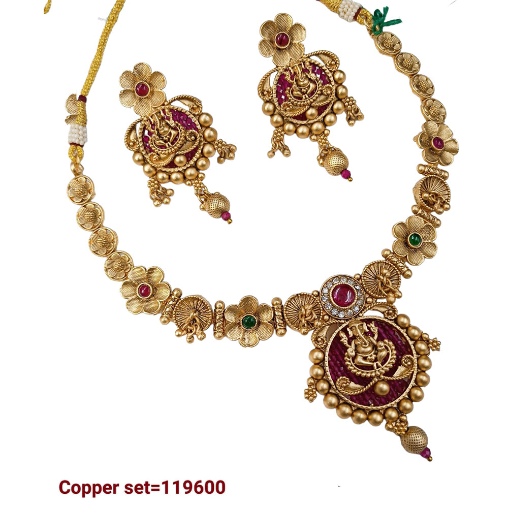 Padmawati Bangles Pota Stone Copper Choker Necklace Set