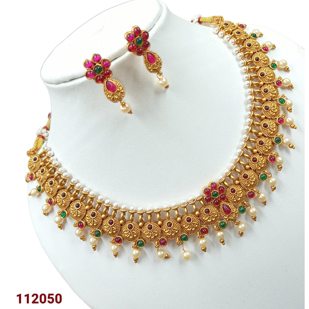 Padmawati Bangles Pota Stone Gold Plated Necklace Set