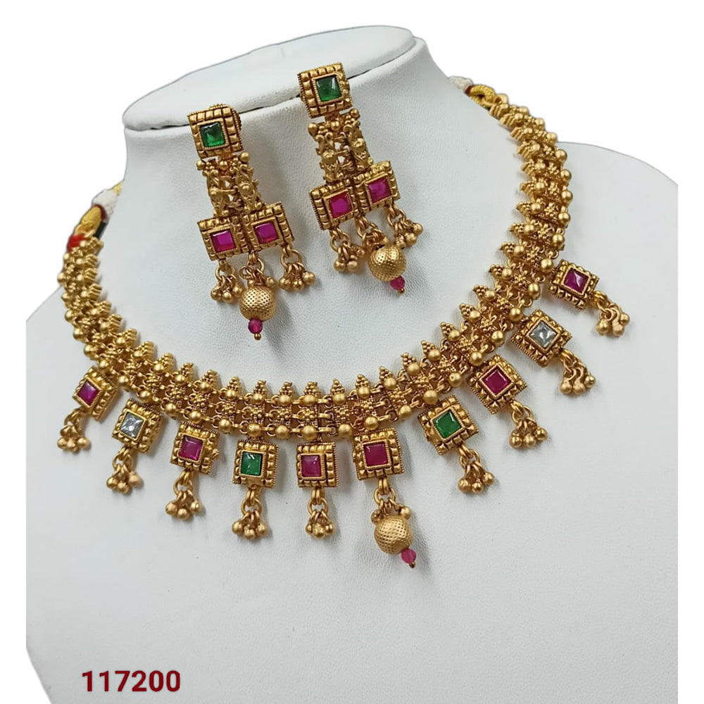 Padmawati Bangles Pota Stone Gold Plated Necklace Set