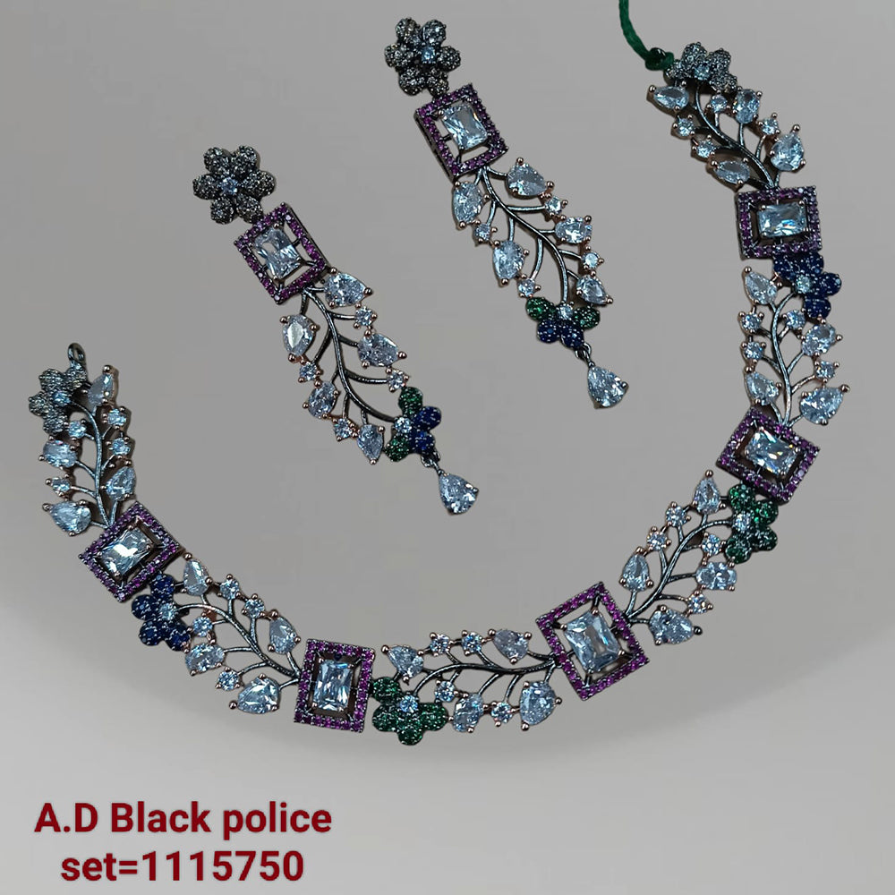Padmawati Bangles Black Polish AD Stone Choker Necklace Set