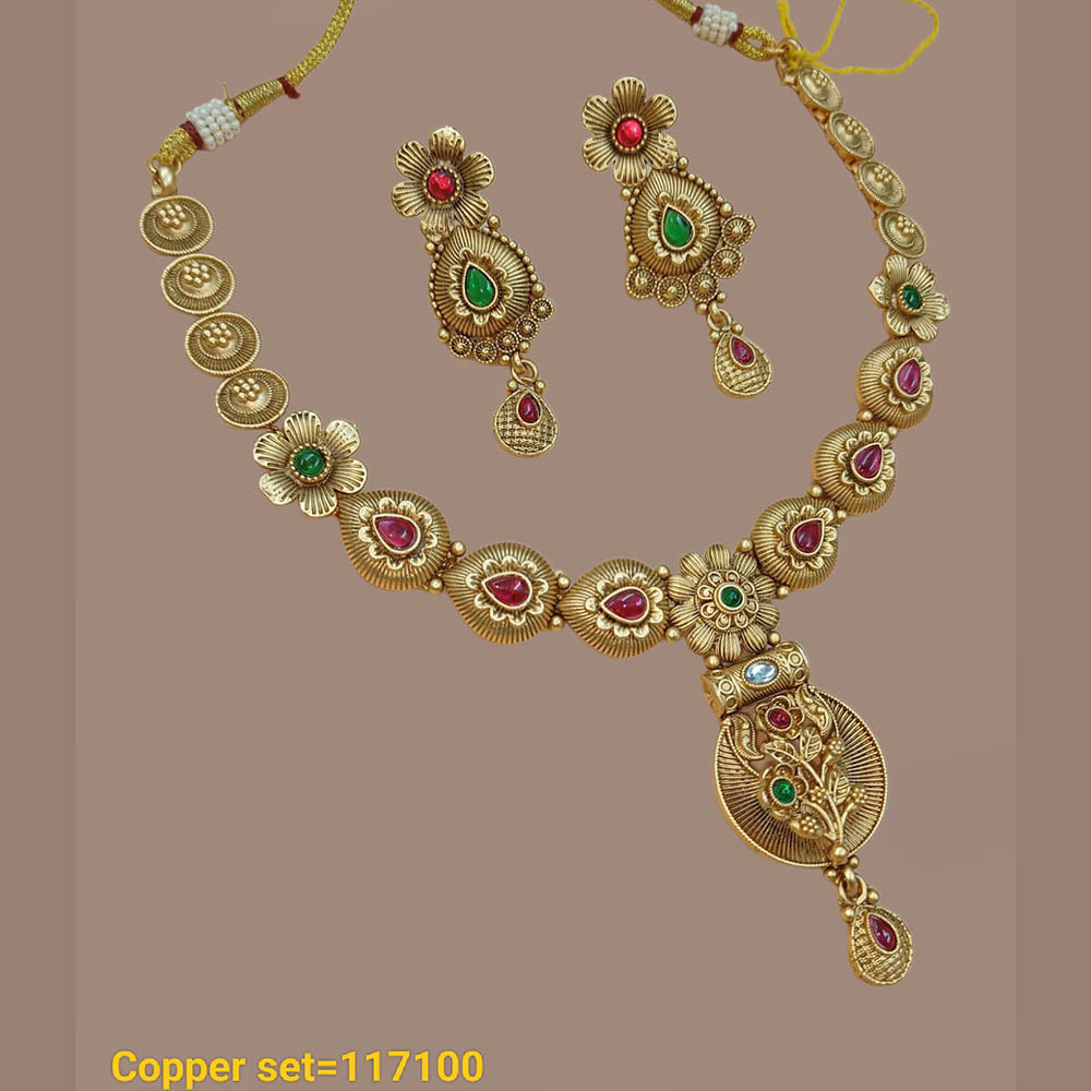 Pota Stone Gold Plated Choker Necklace Set - 10311300