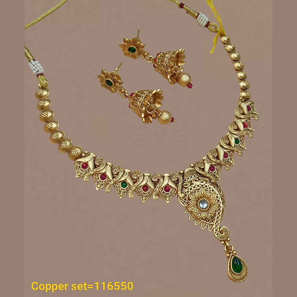 Pota Stone Gold Plated Choker Necklace Set - 10311301