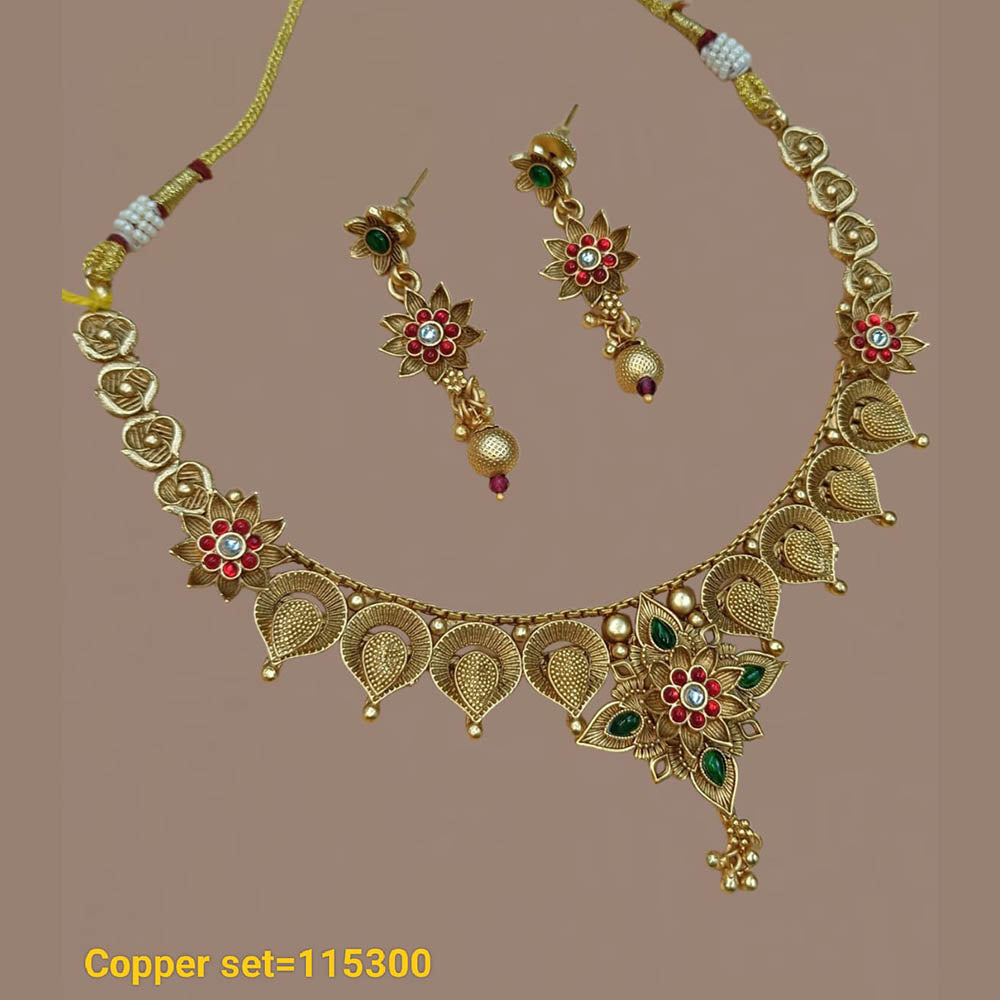 Pota Stone Gold Plated Choker Necklace Set - 10311303