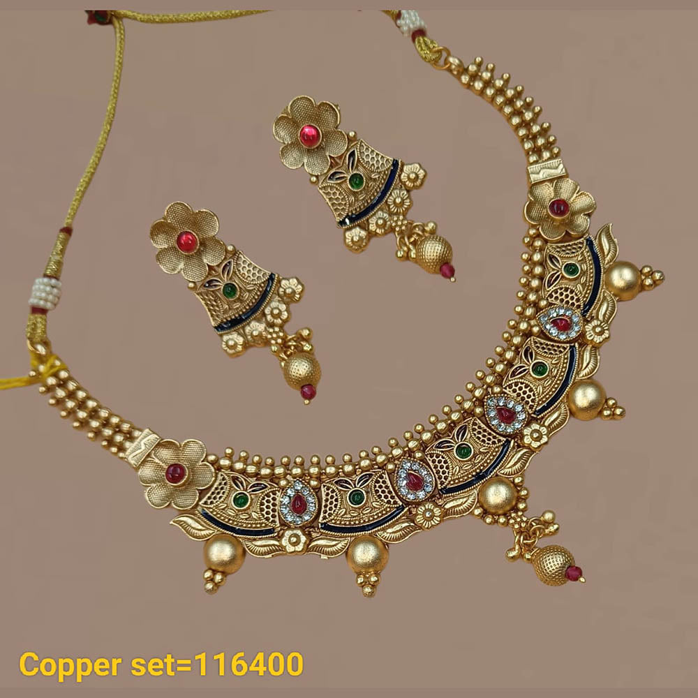 Pota Stone Gold Plated Choker Necklace Set - 10311306