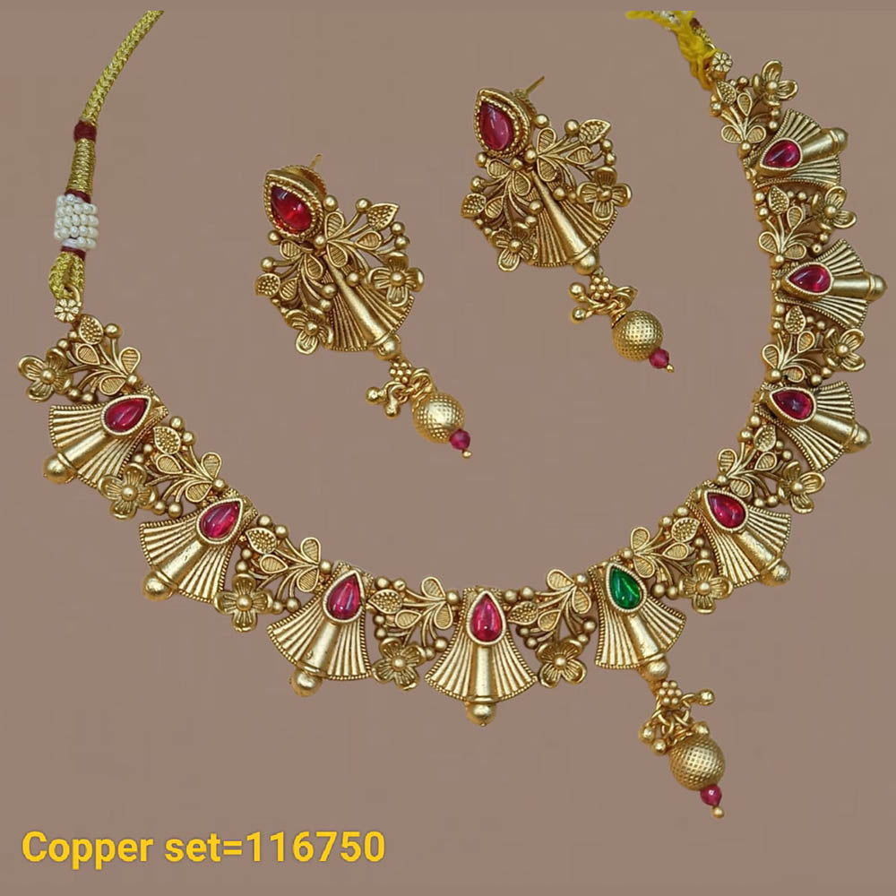 Pota Stone Gold Plated Choker Necklace Set - 10311307