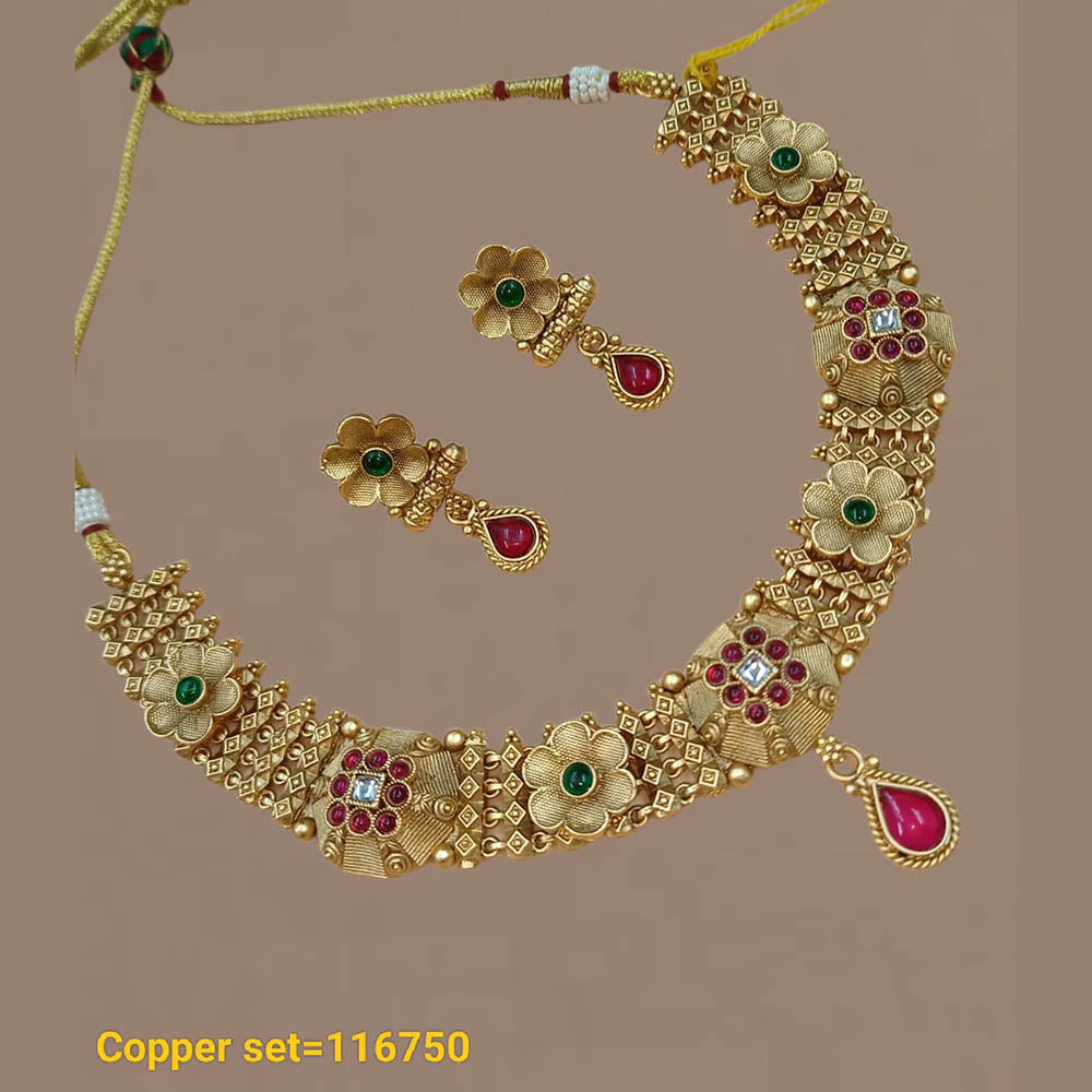 Pota Stone Gold Plated Choker Necklace Set - 10311308