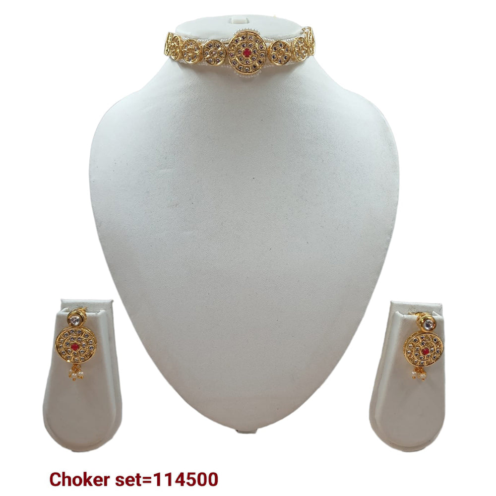 Padmawati Bangles Kundan Stone Gold Plated Necklace Set