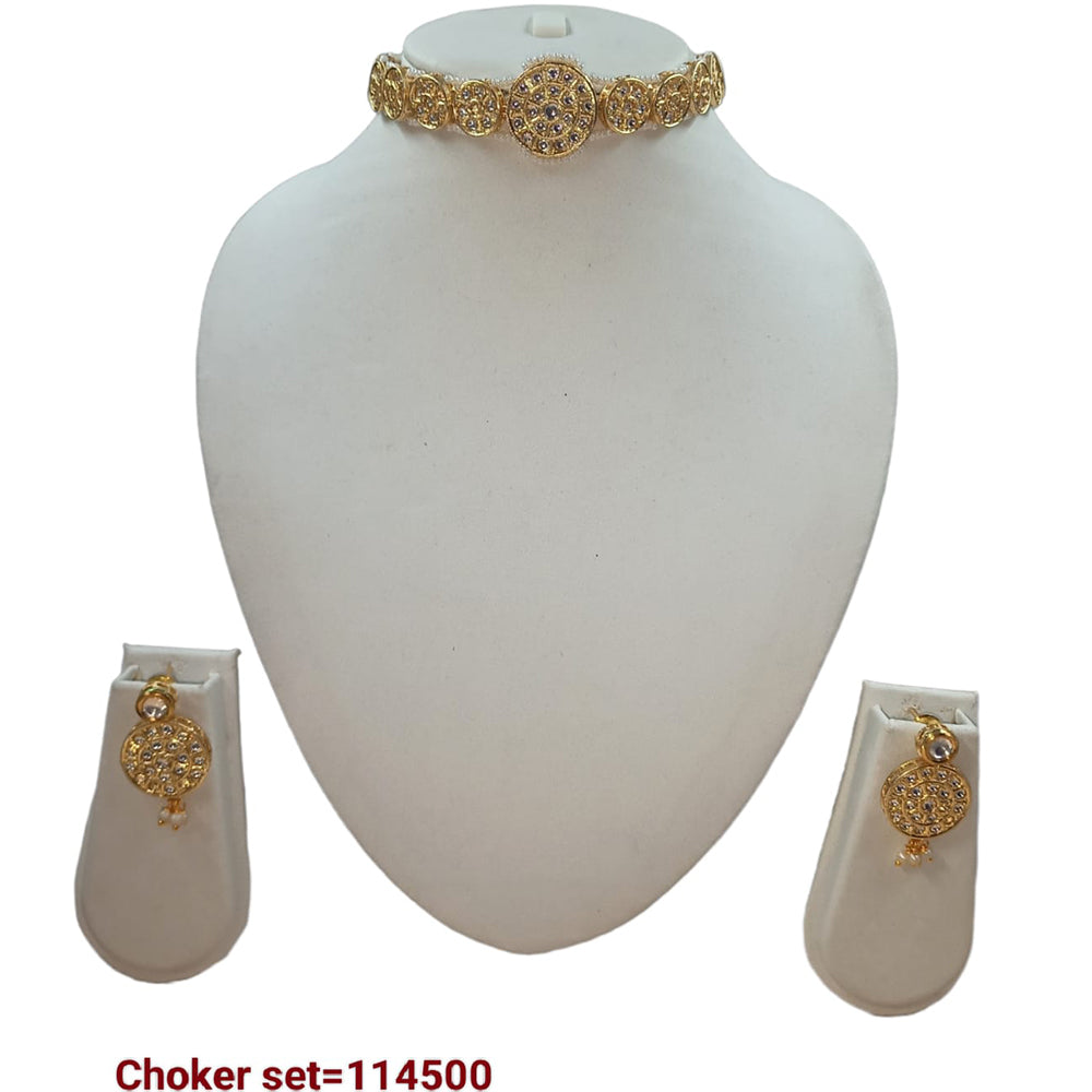 Padmawati Bangles Kundan Stone Gold Plated Necklace Set