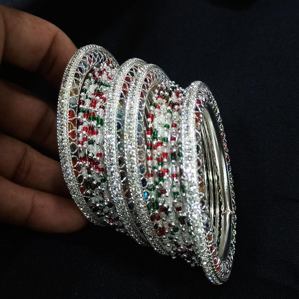 Manisha Jewellery Silver Plated Pearl Bangles Set