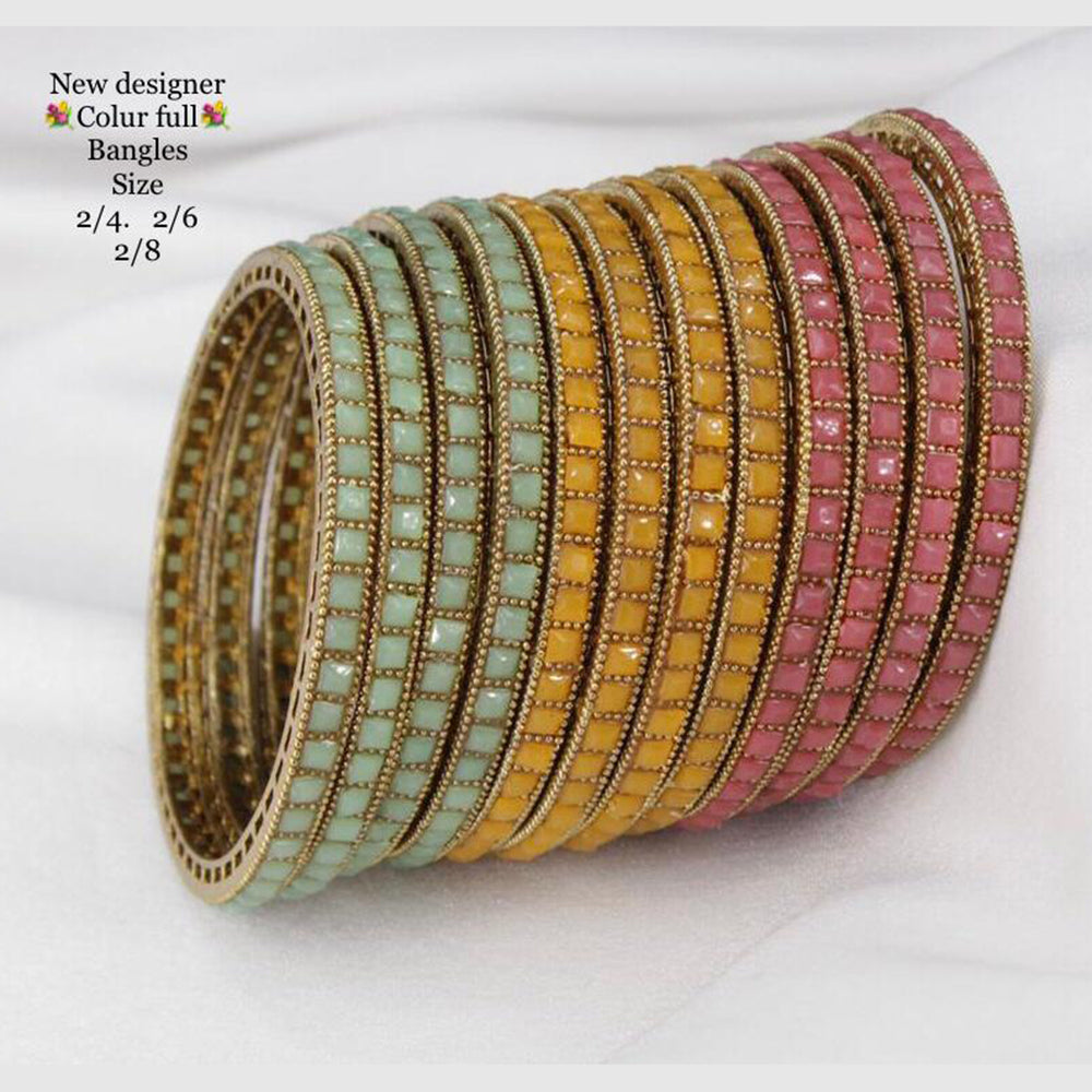 Sai Fashion Gold Plated Kundan Stone Bangles