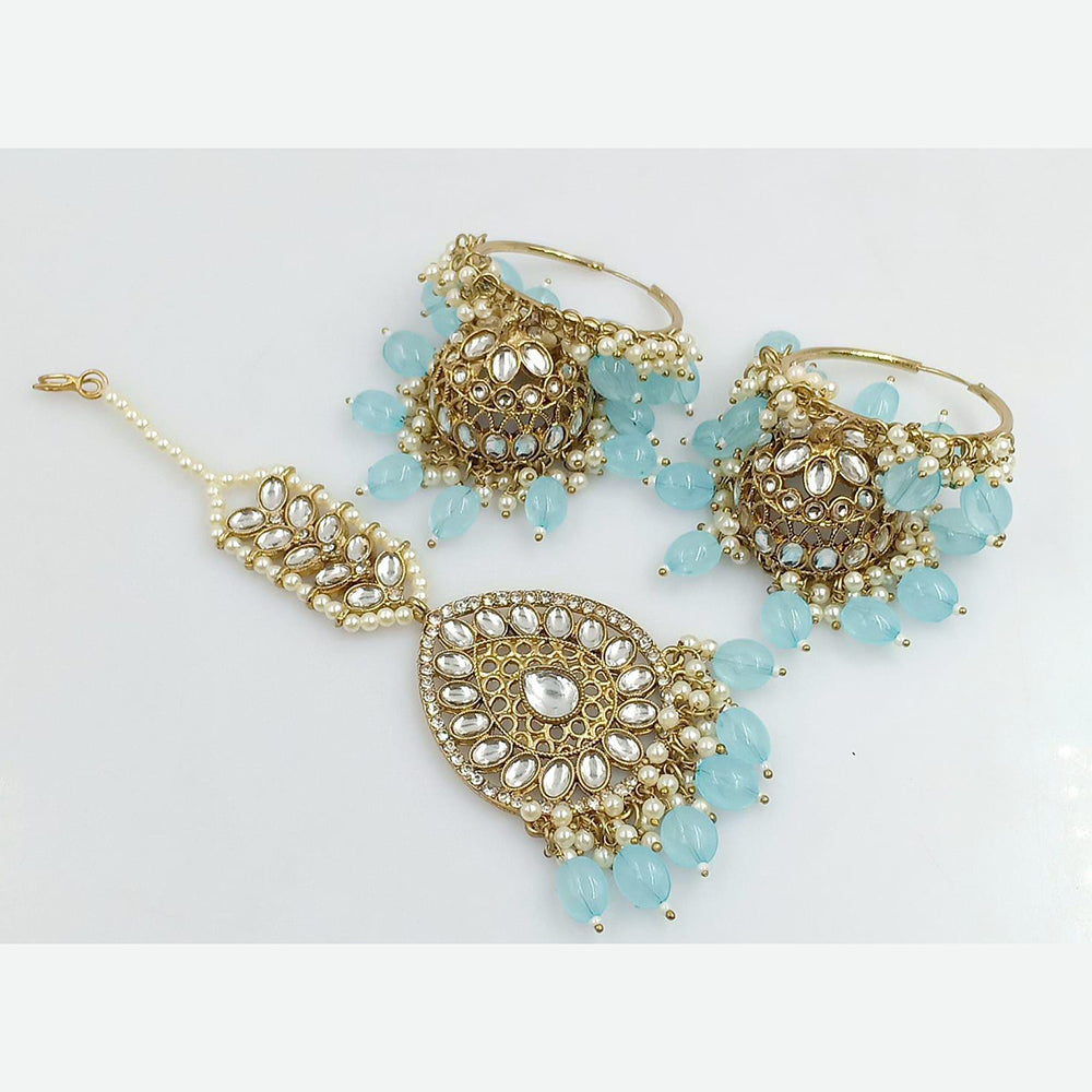 Sai Fashion Gold Plated Kundan Jhumki Earring With Maangtikka