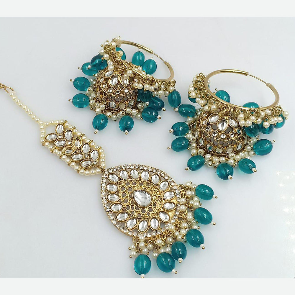 Sai Fashion Gold Plated Kundan Jhumki Earring With Maangtikka