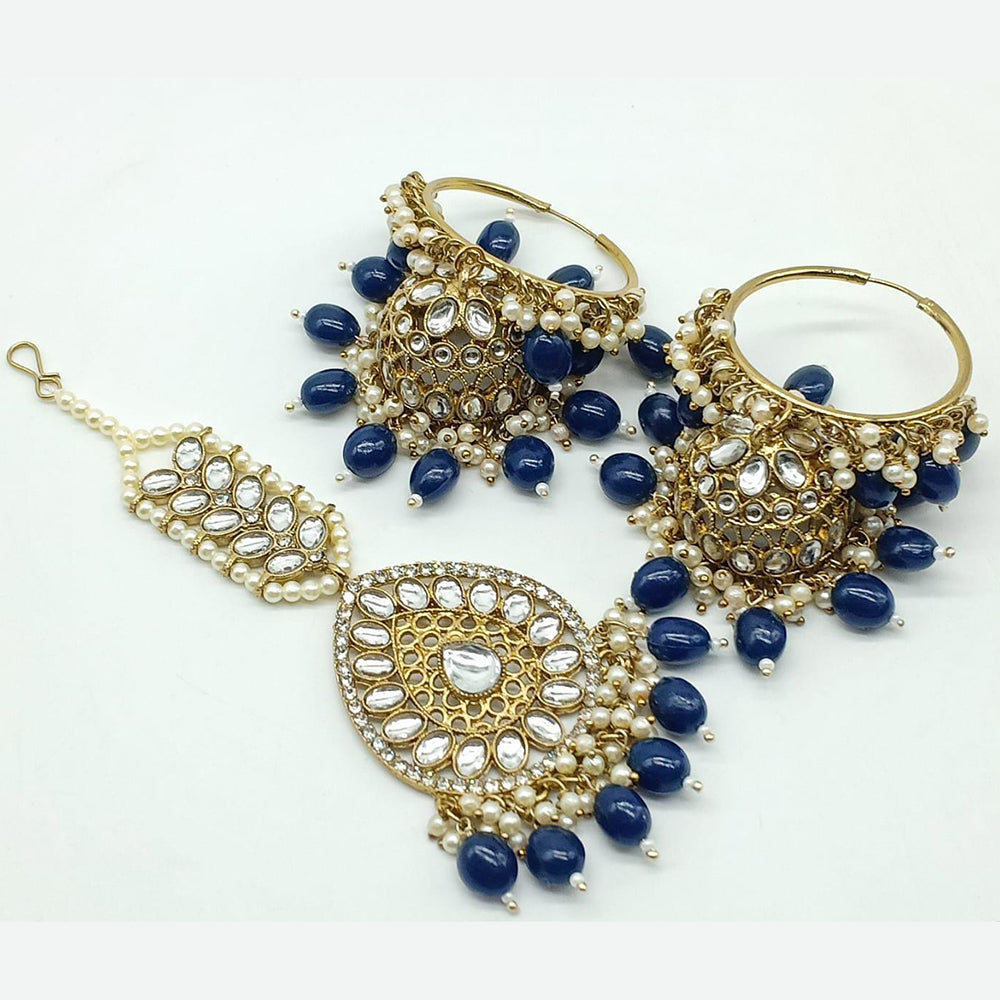 Sai Fashion Gold Plated Kundan Jhumki Earring With Maangtikka