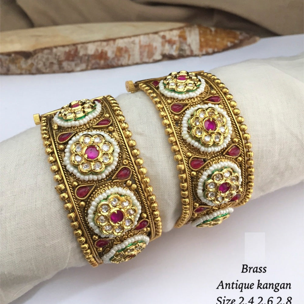 H K Fashion Austrian Stone Gold Bangles ( 1gram kangan )