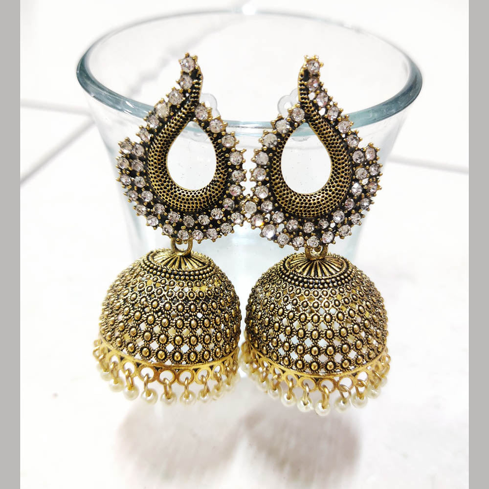 H K Fashion Gold Plated Austrian Stone Jhumki Earrings