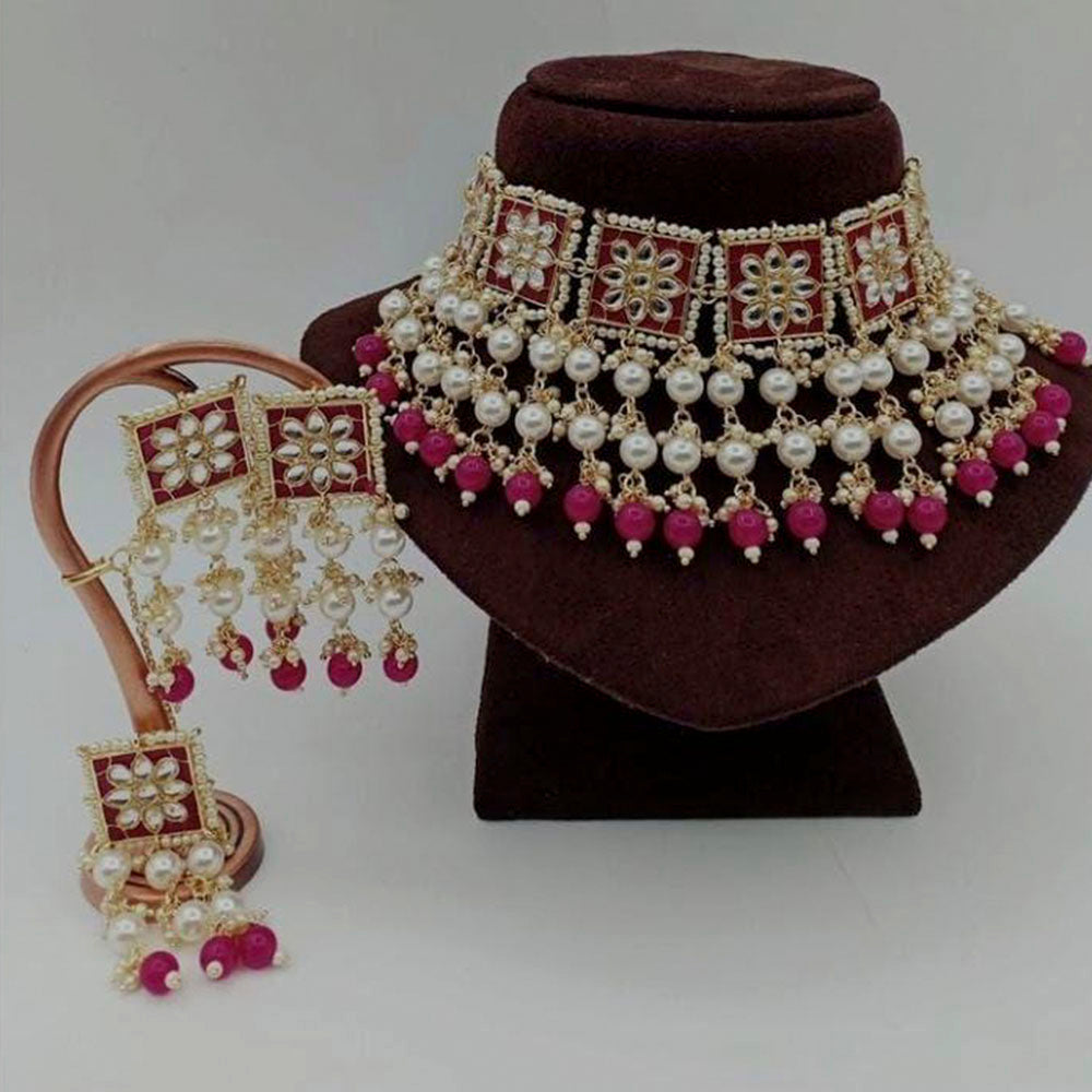 India Art Kundan Stone Gold Plated Necklace Set