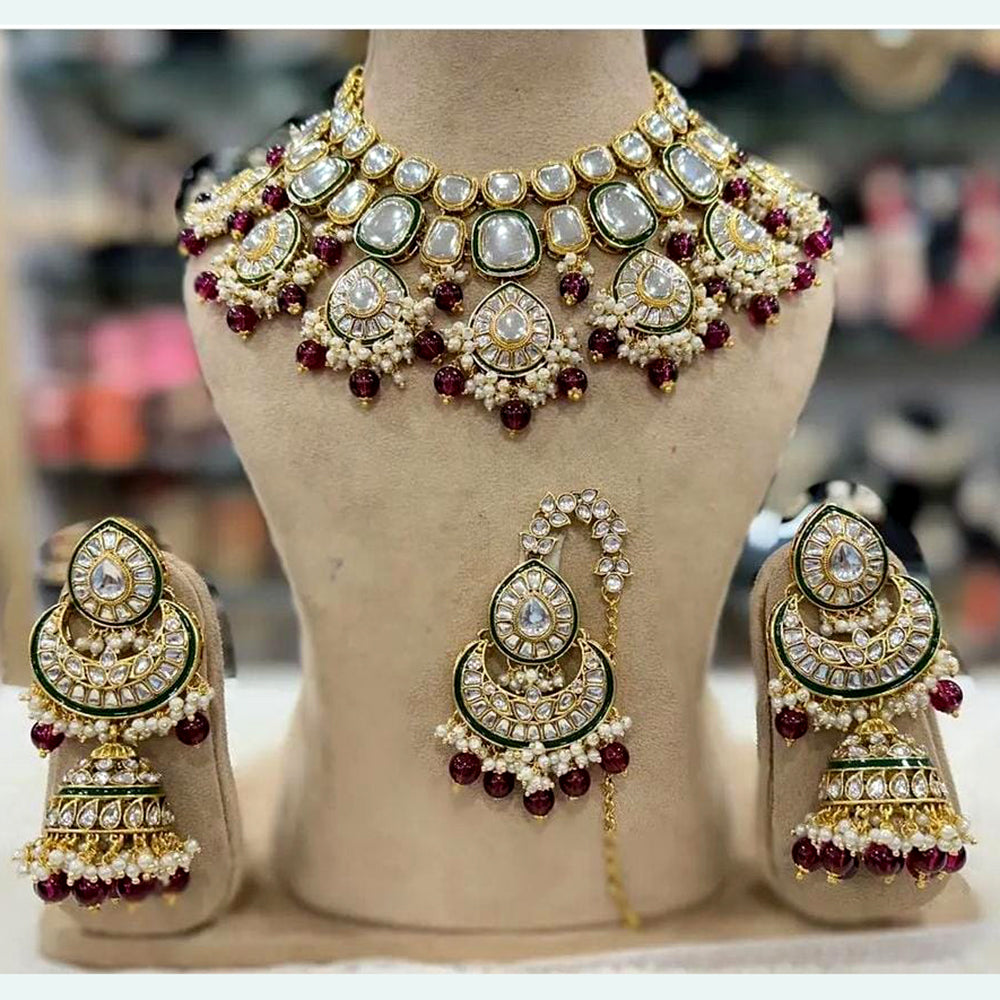 India Art Gold Plated Kundan Choker Necklace Set