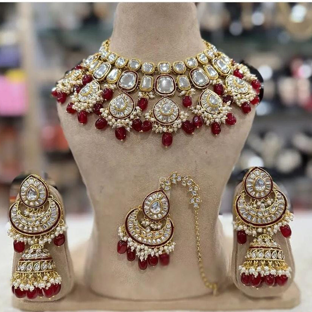 India Art Gold Plated Kundan Choker Necklace Set