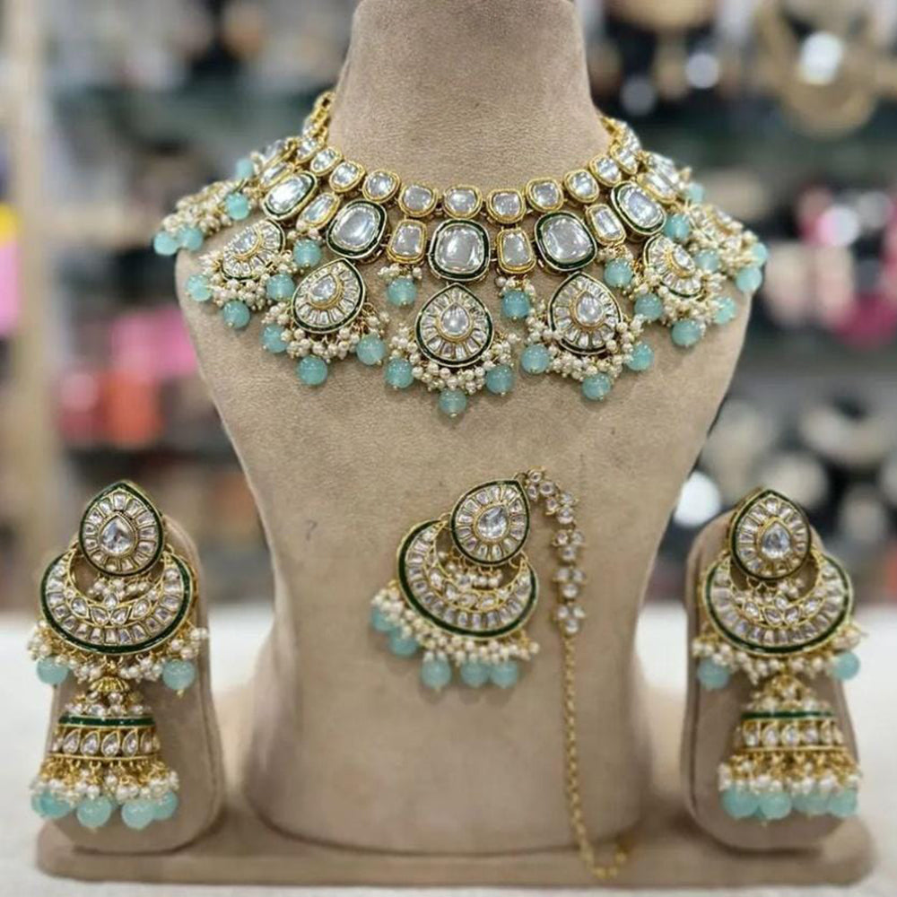 India Art Gold Plated Kundan Choker Necklace Set