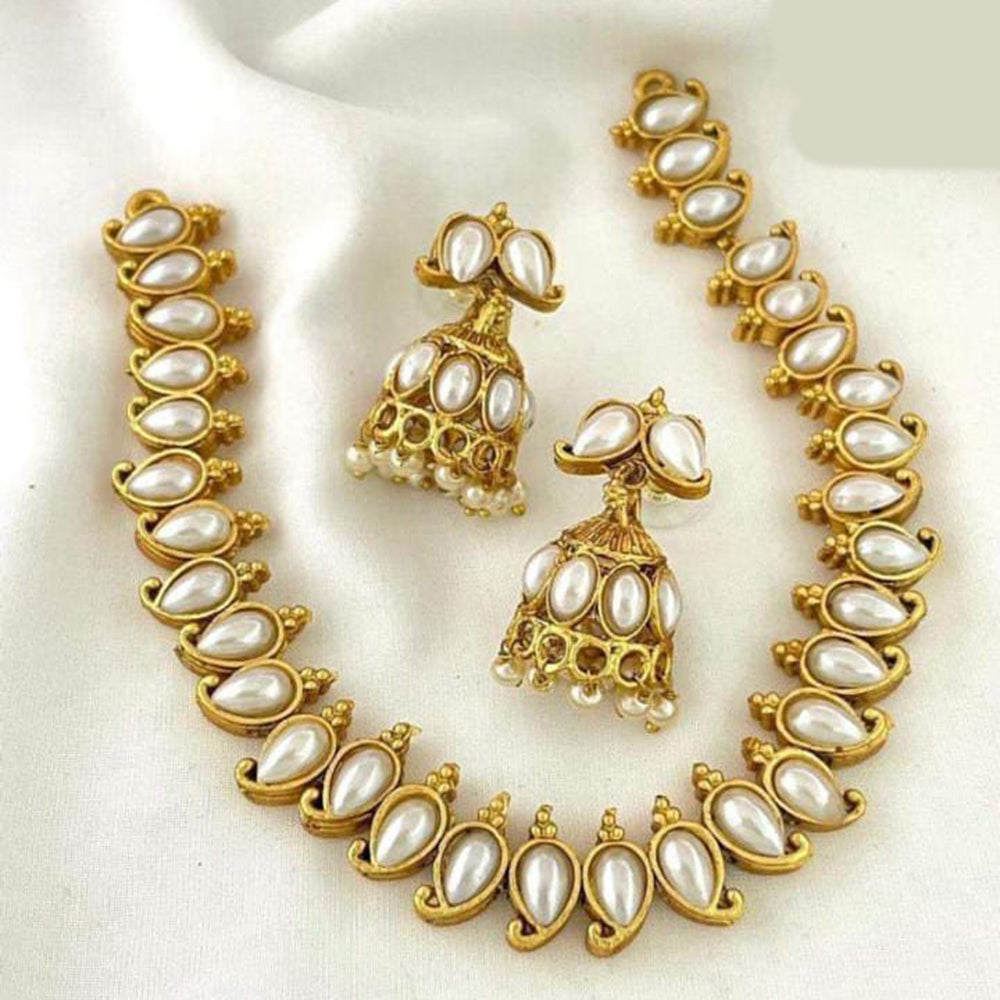 India Art Gold Plated Pota Stone Necklace Set