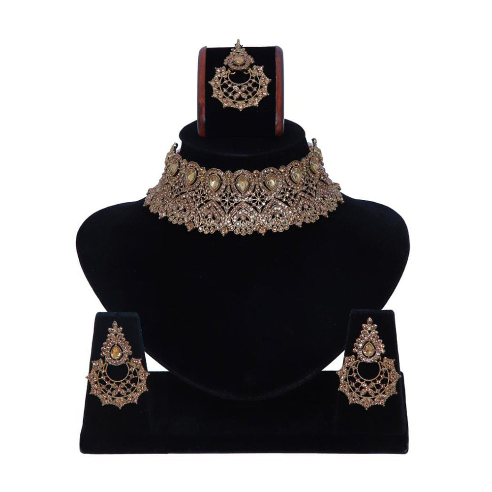 Pooja Bangles Austrian Stone Necklace Set With Maangtikka