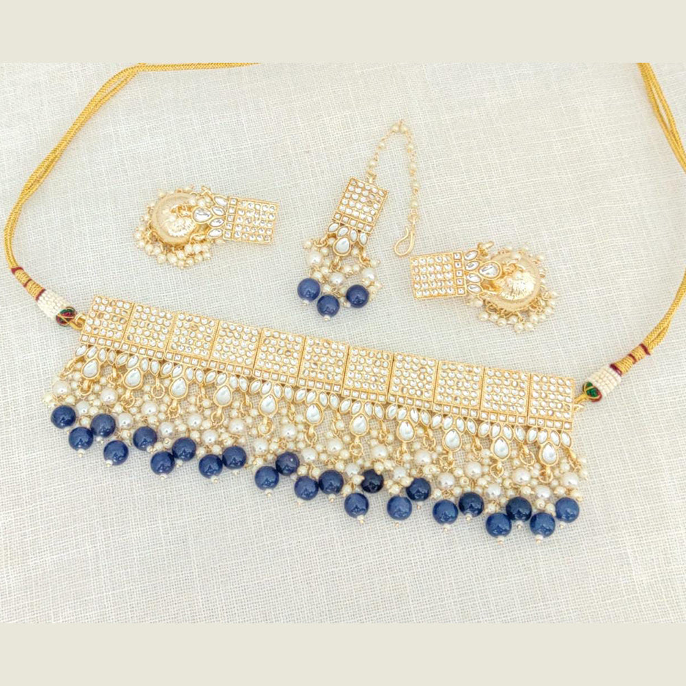 Pooja Bangles Gold Plated Choker Necklace Set With Maangtikka