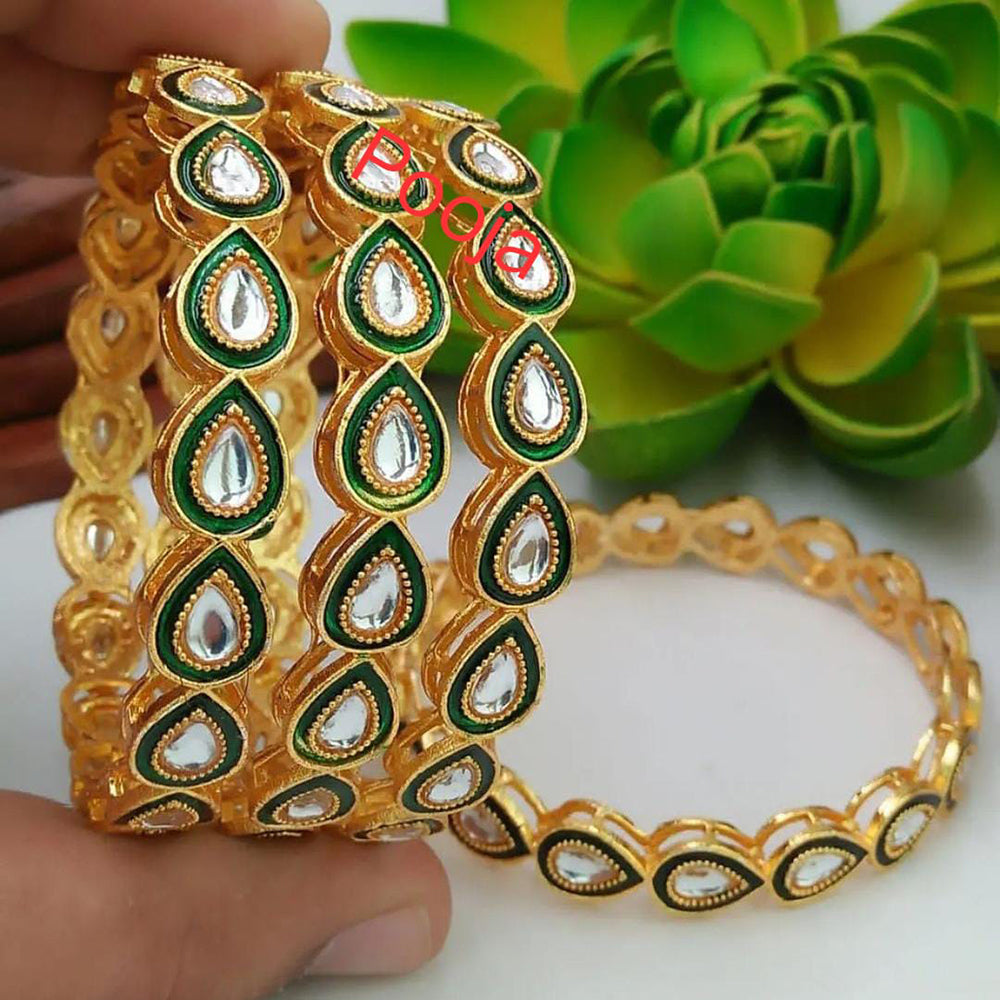Pooja Bangles Gold Plated Kundan Set Bangles Set