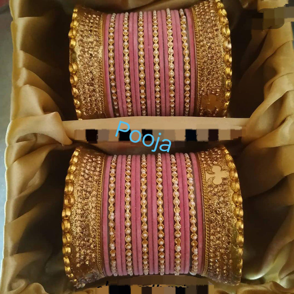 Pooja Bangles Gold Plated Mirror & Thread Bangles Set