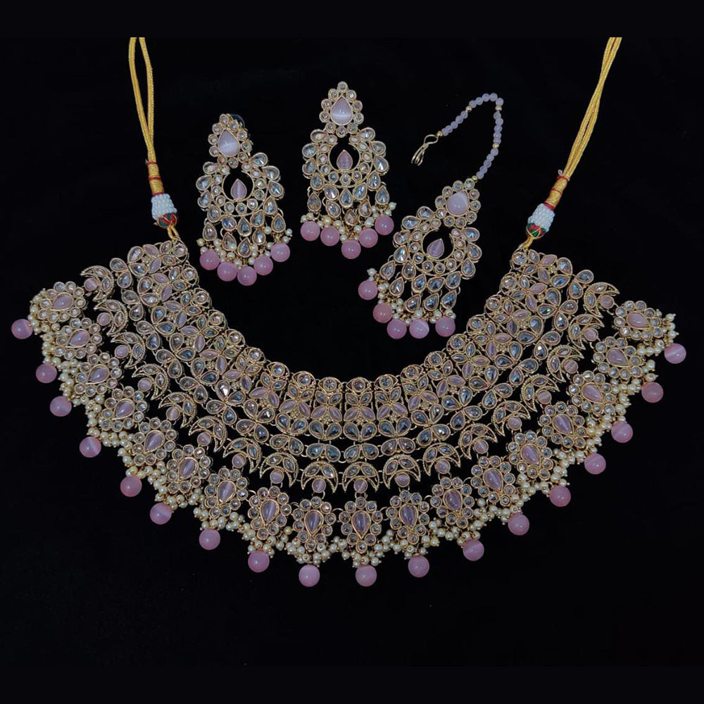 Pooja Bangles Gold Plated Kundan Stone And Beads Necklace Set