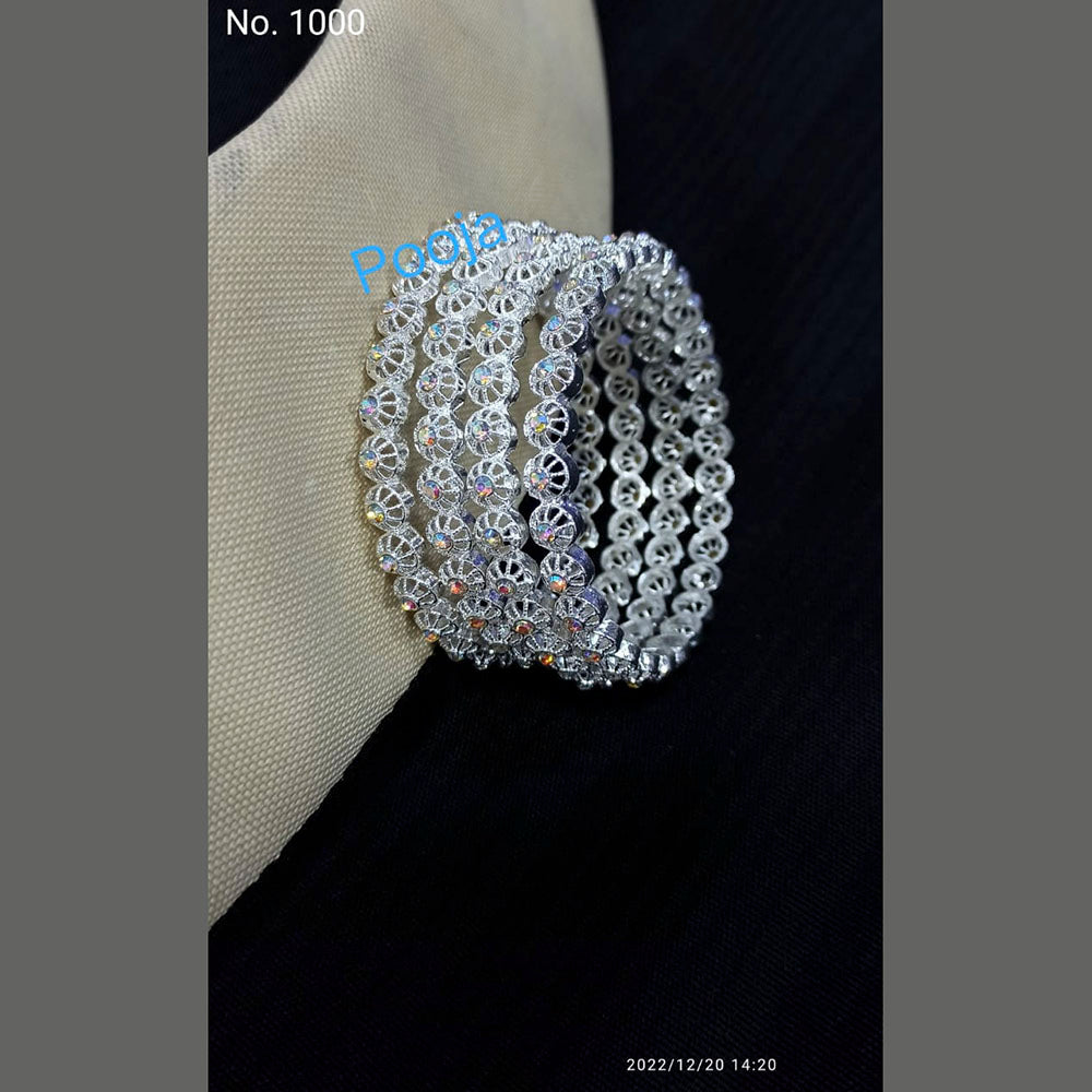 Pooja Bangles Silver Plated Austrian Stone Bangles