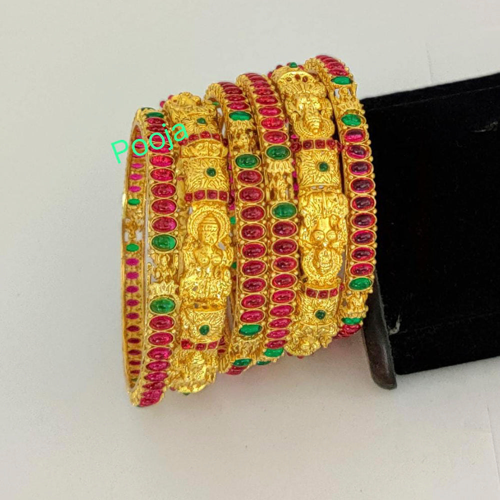 Pooja Bangles Gold Plated Pota Stone Bangles Set