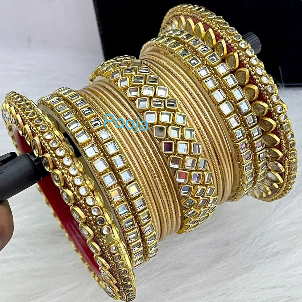 Pooja Bangles Kundan & Thread Gold Plated Bangles Set