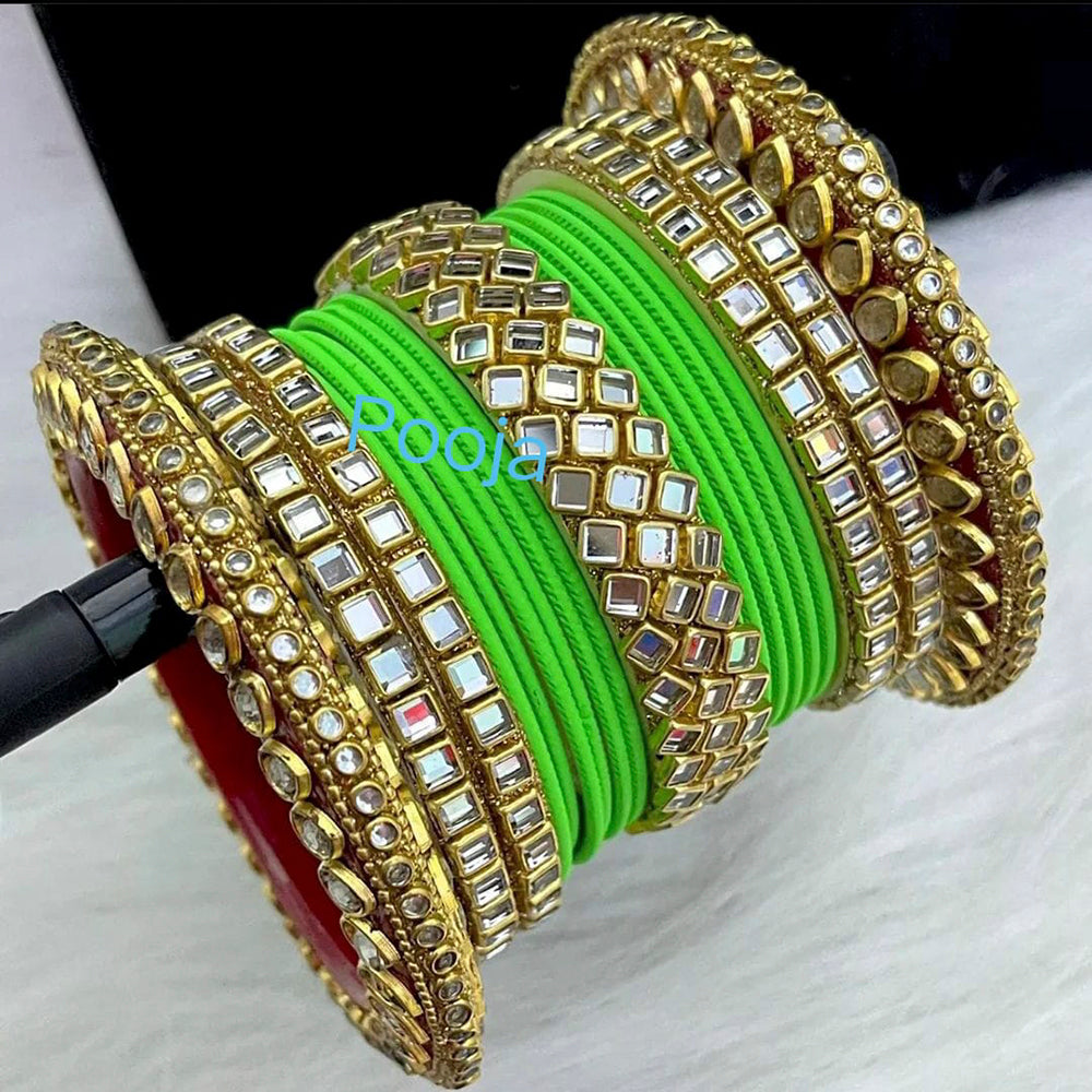 Pooja Bangles Kundan & Thread Gold Plated Bangles Set