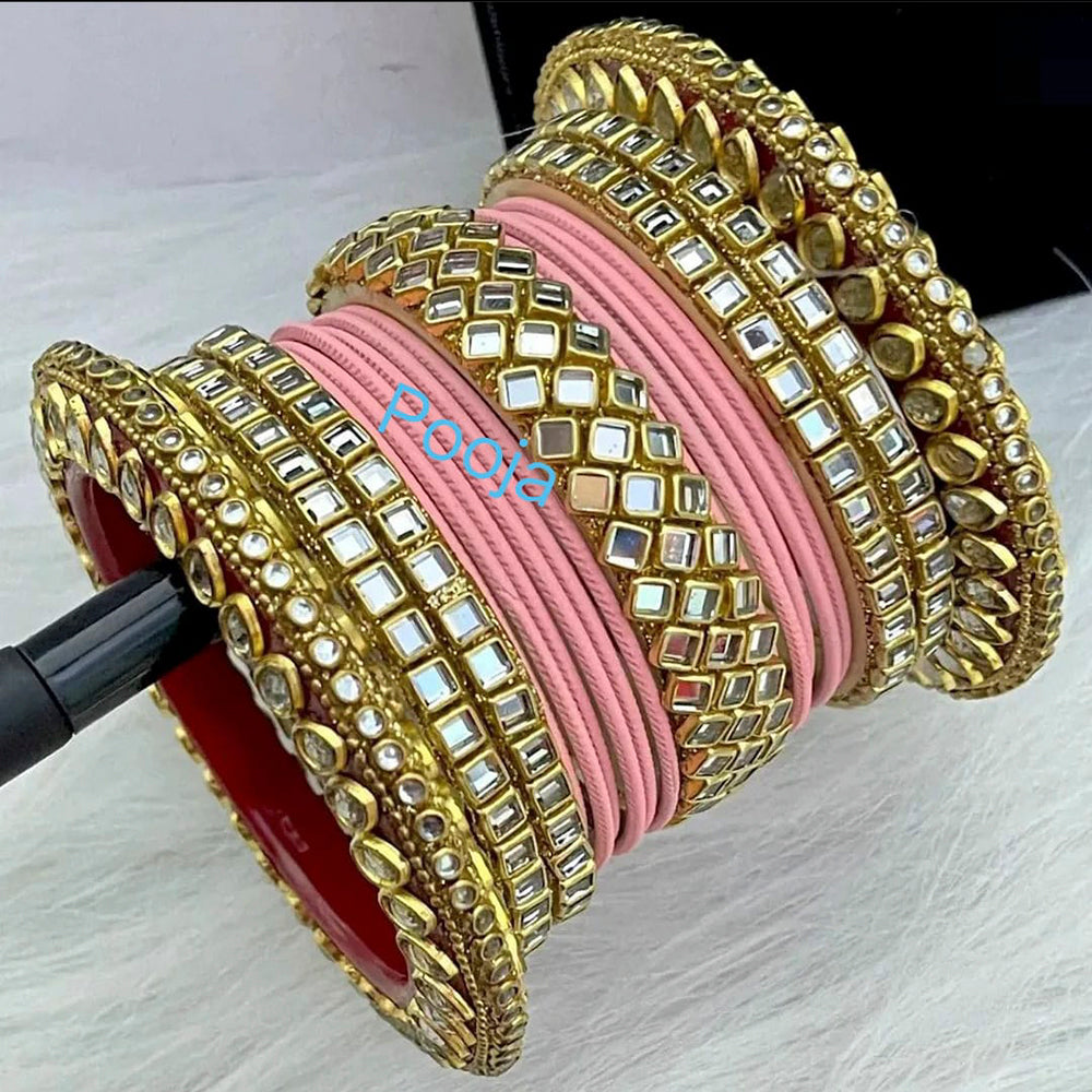 Pooja Bangles Kundan & Thread Gold Plated Bangles Set