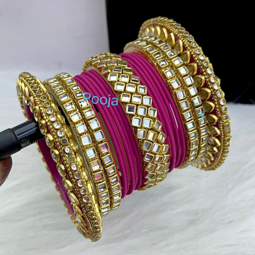 Pooja Bangles Kundan & Thread Gold Plated Bangles Set