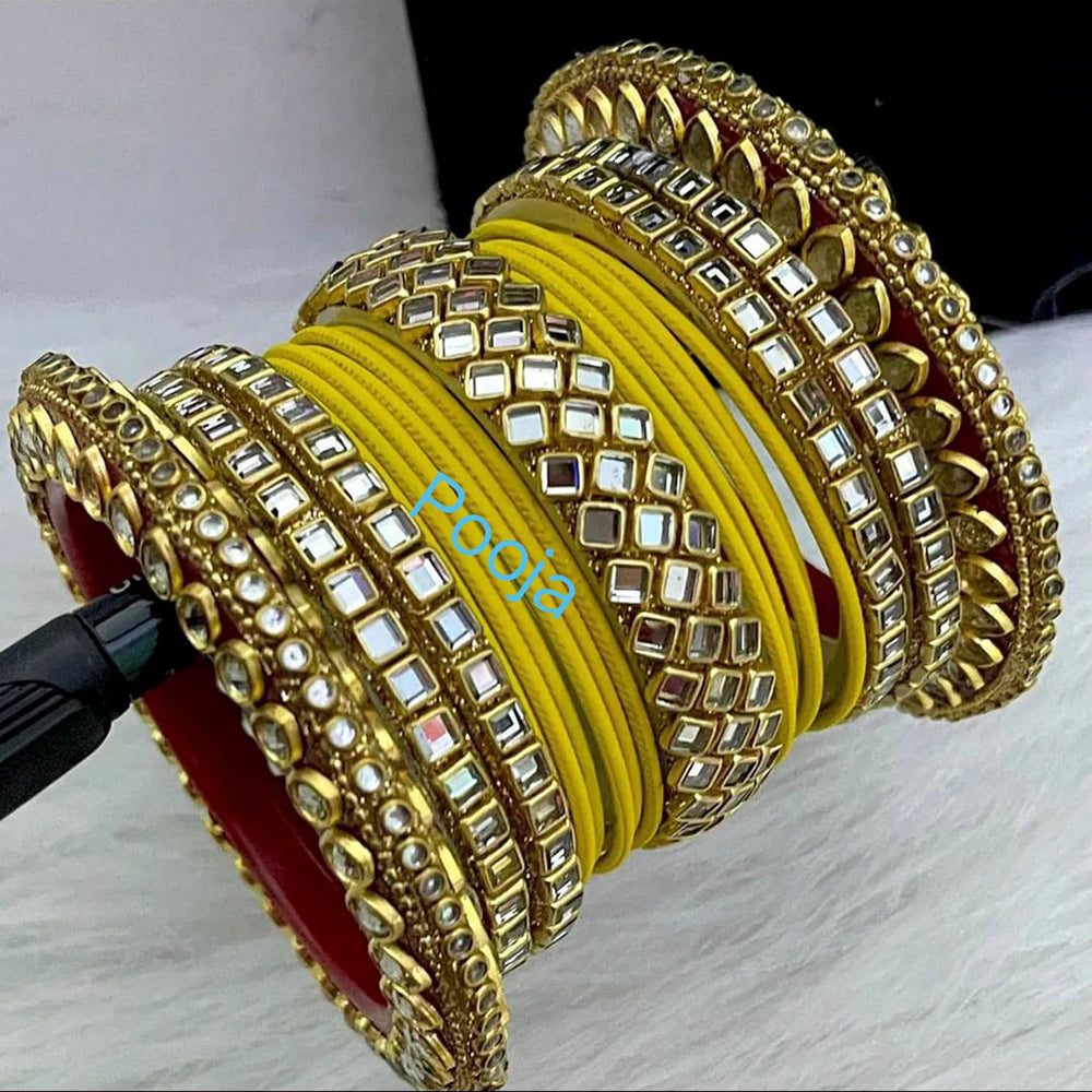Pooja Bangles Kundan & Thread Gold Plated Bangles Set