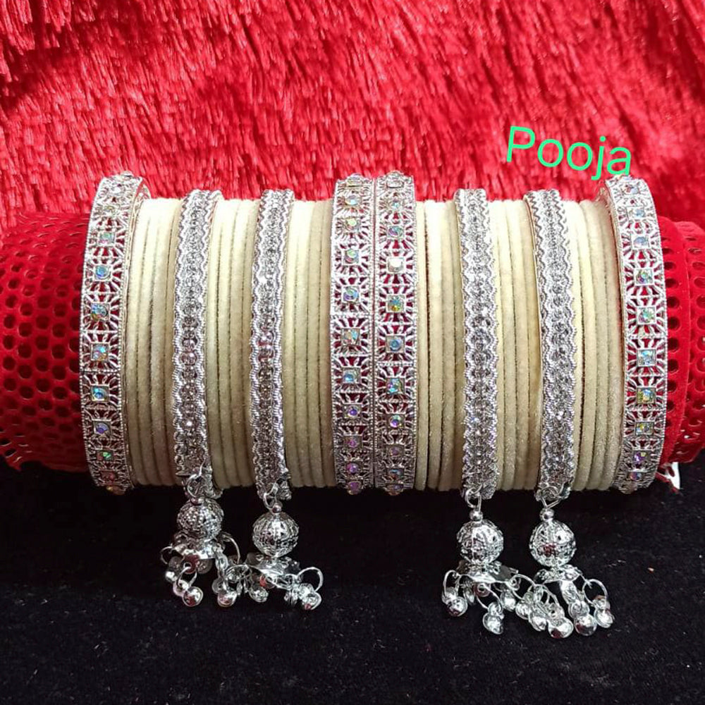 Pooja Bangles Austrian Stone & Thread Bangles Set