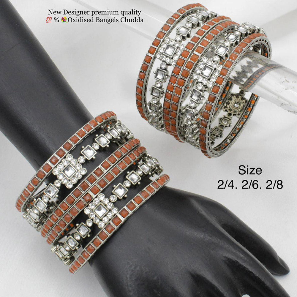 Pooja Bangles Silver Plated Pota Stone Bangles