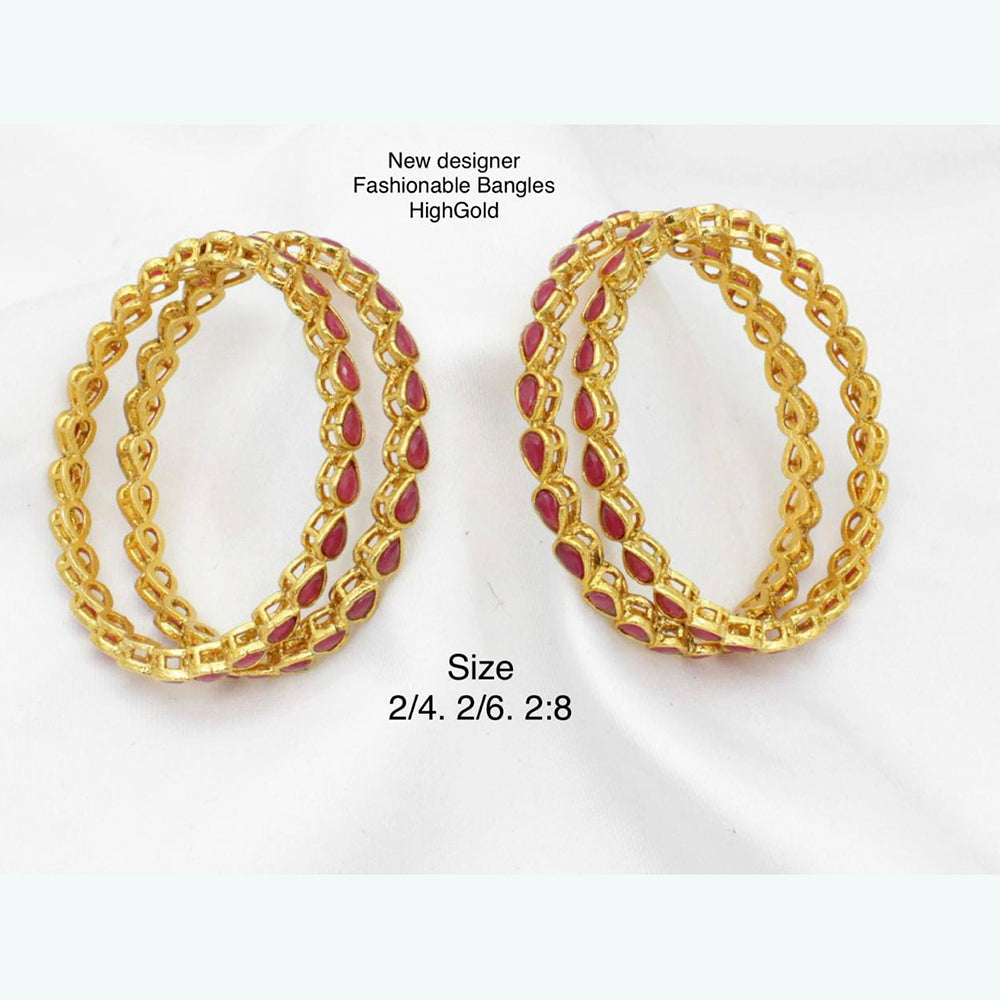 Pooja Bangles Gold Plated Pota Stone Bangles Set