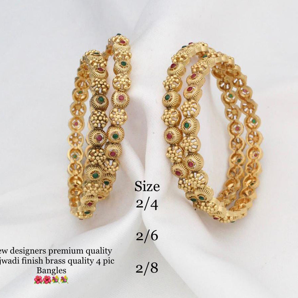 Pooja Bangles Gold Plated Kundan Bangles Set