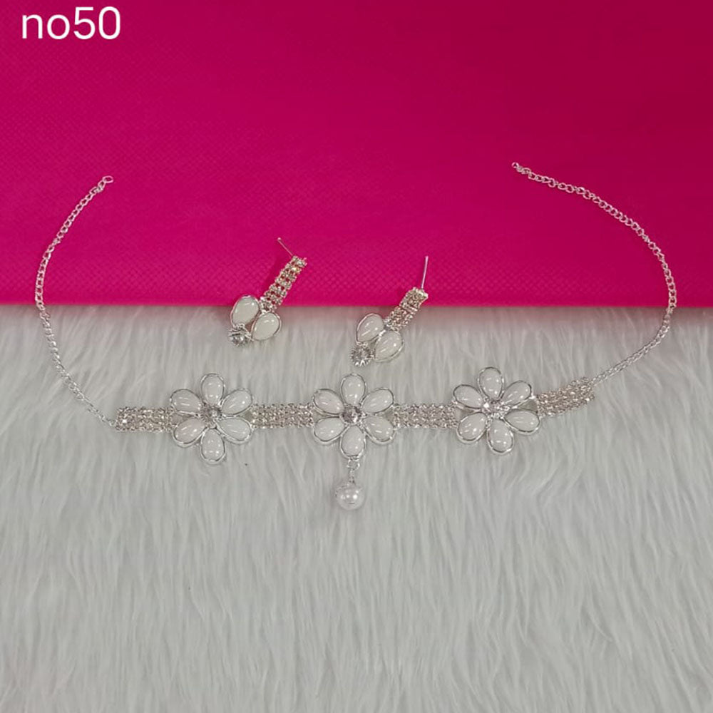 Pooja Bangles Silver Plated Choker Necklace Set