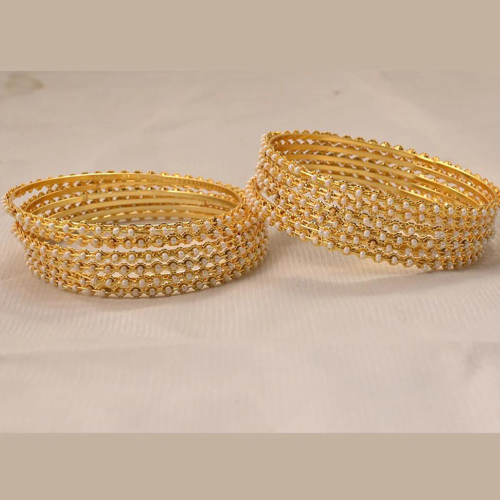 Pooja Bangles Pearl Gold Plated Bangles Set